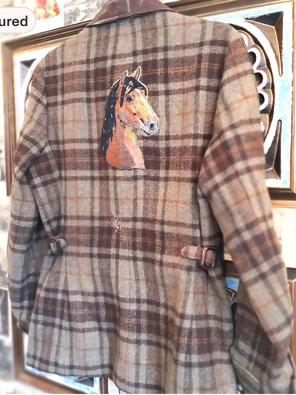 Vintage Wool Jacket with Hand Embroidered Horse English Equestrian Hunting S